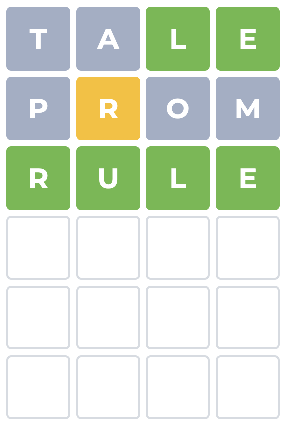 wordle game: tale prom rule
